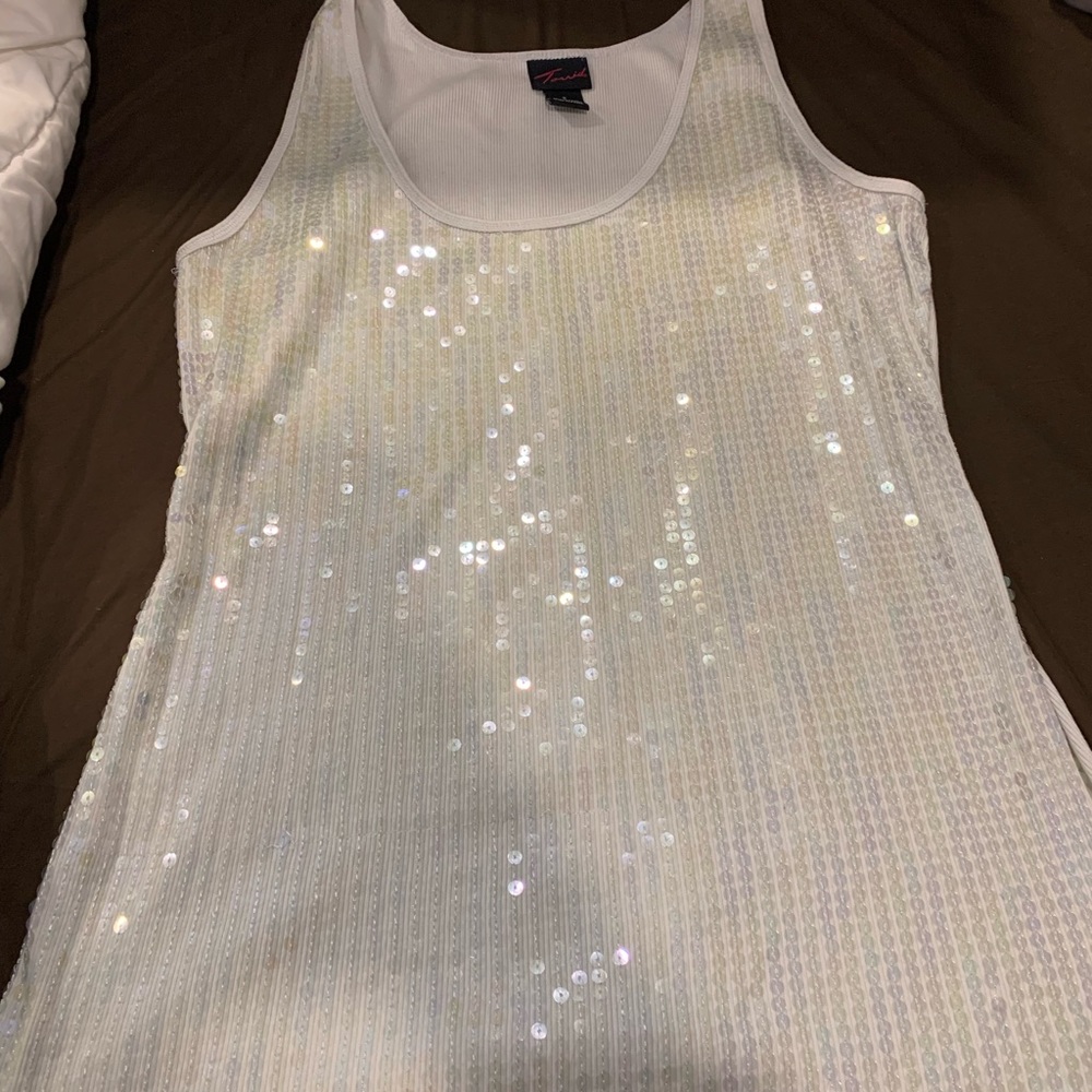 Torrid tank top sequins white iridescent size 2